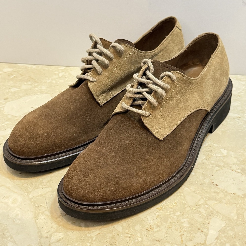Eleventy Lace Up Derby Shoes Brown Two Tone Color Block Suede Vibram Sz 43 US 10